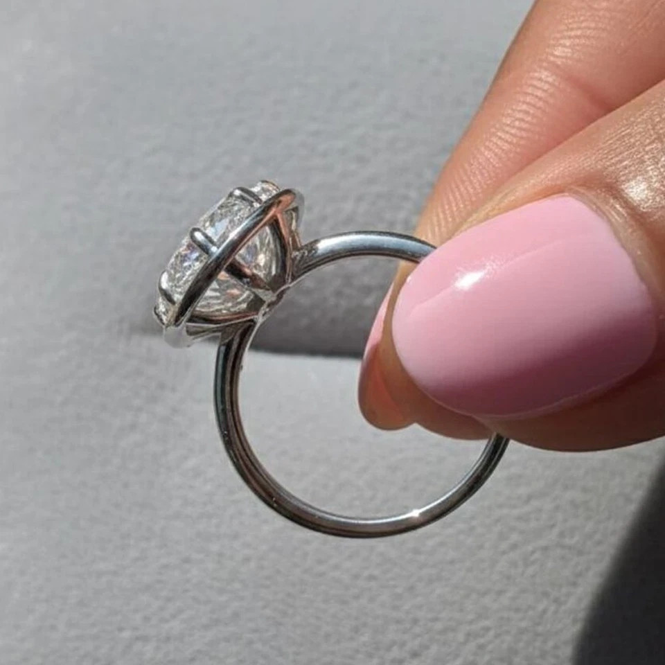 14K White Gold Plated 3.0 ct Oval Cut Lab Created Diamond Solitaire Wedding Ring