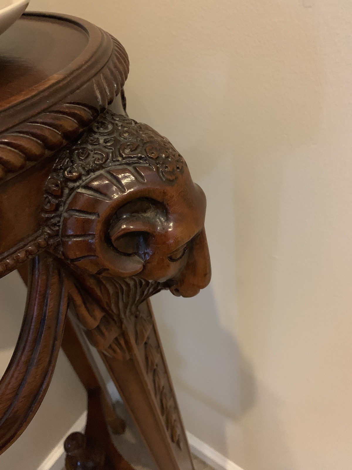 A Very Rare Antique Rams Head And Feet Occational Table 42” Tall