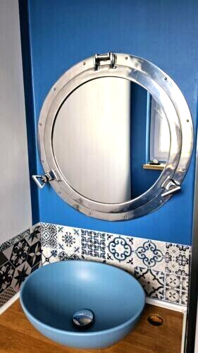 17 inches Canal Boat Porthole Window Glass-Nickel Finish Ship Window Wall Window
