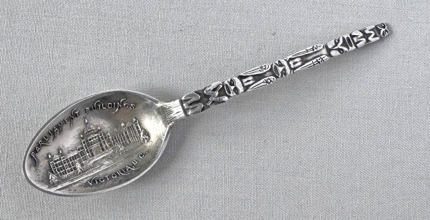 Victoria, BC Parliament Bldg INDIAN TOTEM POLE Sterling Silver Demi Spoon;A364
