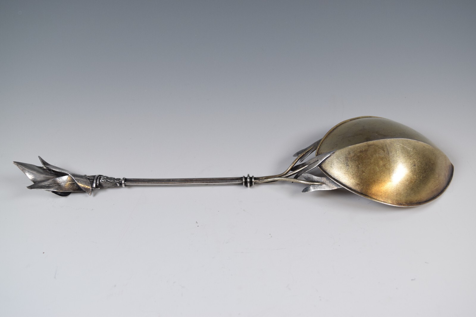 Stunning Antique Gorham Aesthetic Calla Lilly Pudding Spoon 10 1/2″ c. 1865