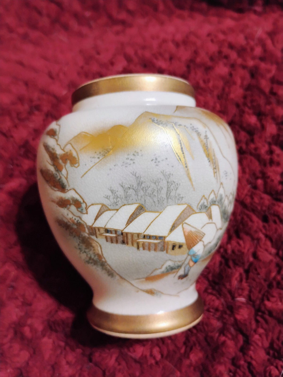 Beautiful Antique Satsuma Jar – ‘Kambara in Snow’ 53 Stations of Tokaido, Signed