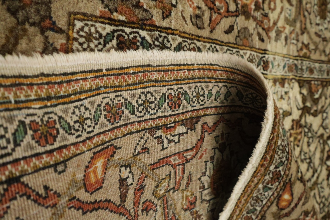 Silk & Wool Vintage Antique 4×7 All-Over Traditional Area Rug Beige & Brown