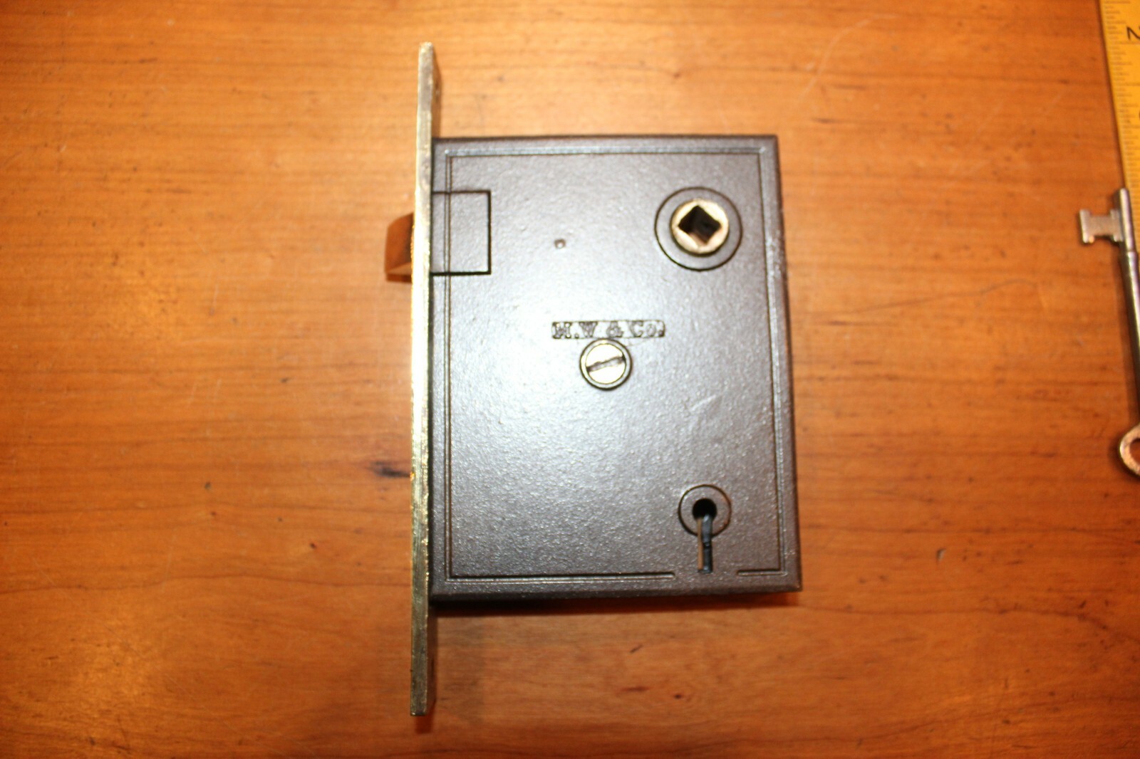 Restored M&W #1018 Pat. Oct 19, 1869 Cast Iron Antique Keyhole Mortise Lock R-68