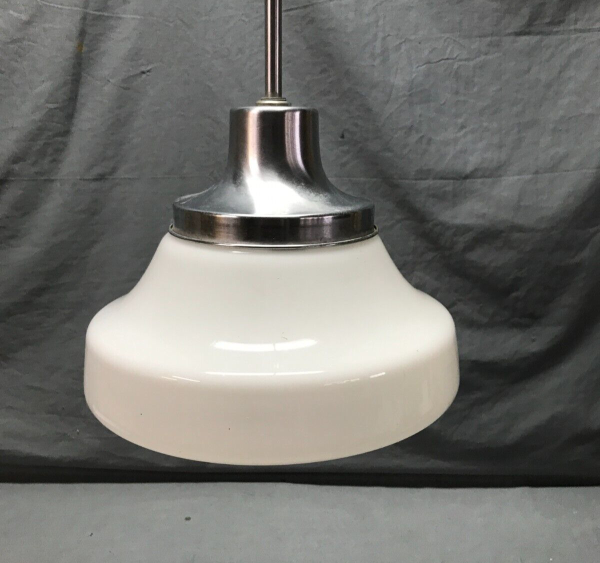 VTG Deco 12″ Diameter Glass Globe Nickel Brass Ceiling Light Fixture Old 619-25B