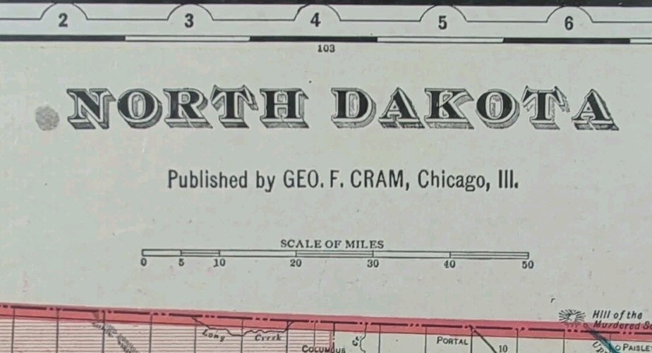Vintage 1907 NORTH DAKOTA Map 14″x11″ Old Antique Original GRAFTON LAKOTA MINOT