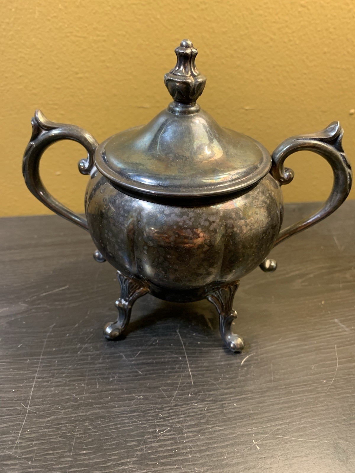 Vintage Sheridan Silver On Copper Sugar Bowl