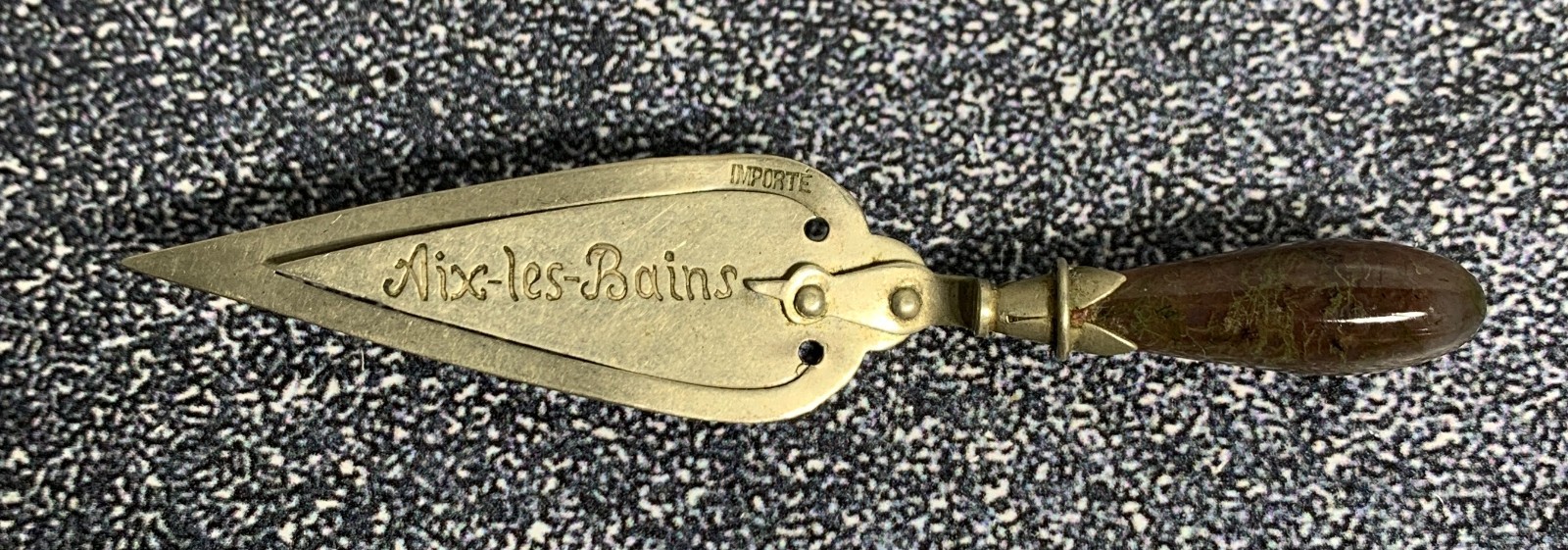 Antique Trowel Made in France – Bookmark / Letter Opener Marked “Aix-les-Bains”
