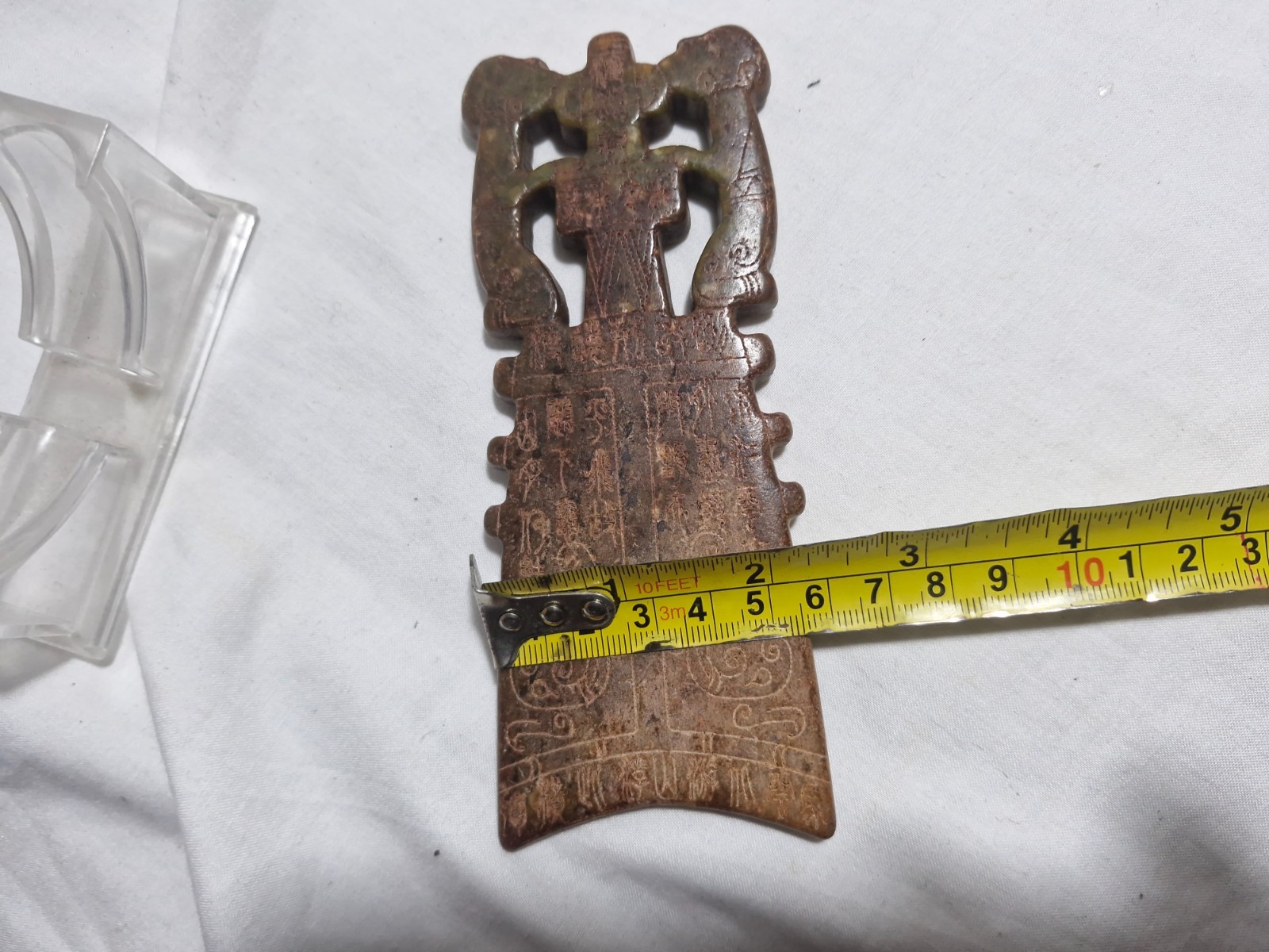 Old China nephrite jade carved implements L15cm*W6cm