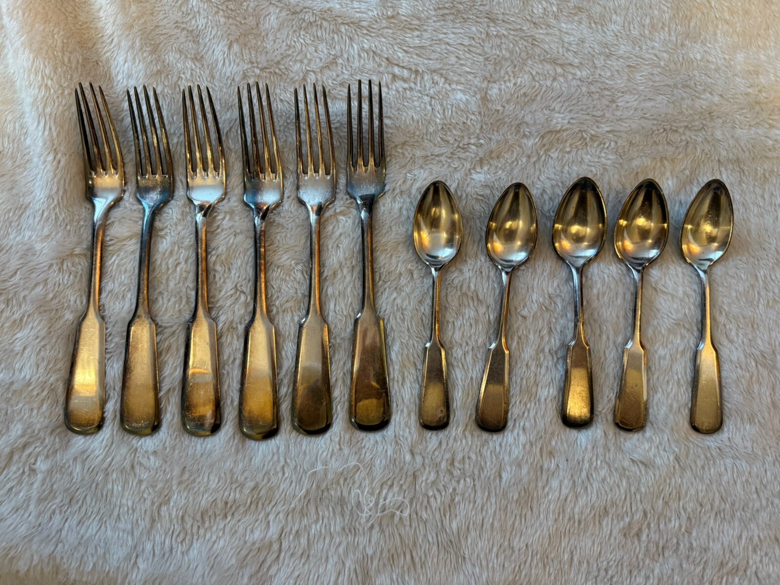 Galw Norblin Silverplate 6 Dinner Forks, 5 Teaspoons Vintage