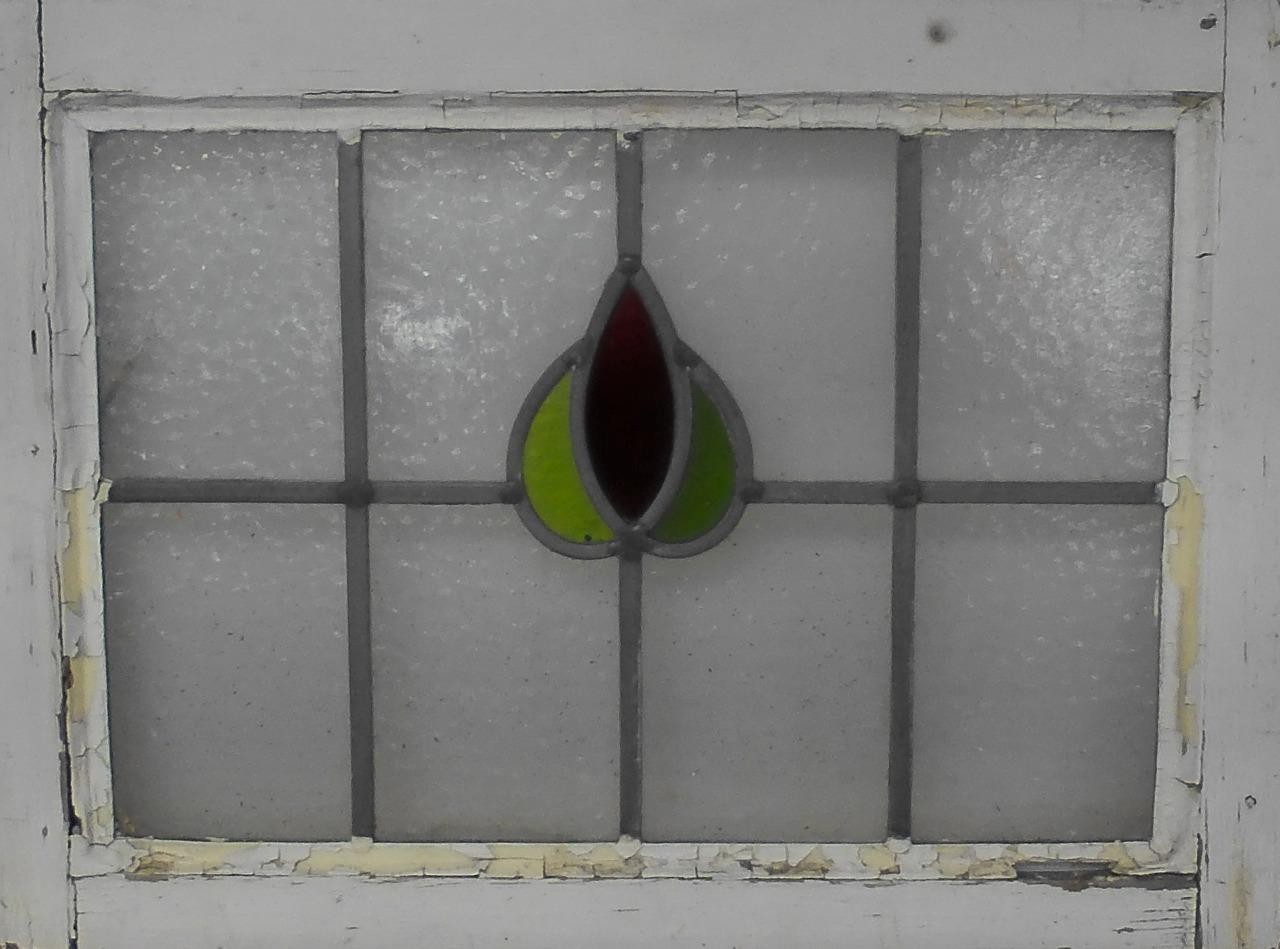 SIMPLE ABSTRACT OLD ENGLISH LEADED STAINED GLASS WINDOW 22 1/4″x 16″