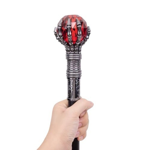 Steampunk Silver Clasp Red Artificial Ball Handle Cane/Walking Stick 93cm New