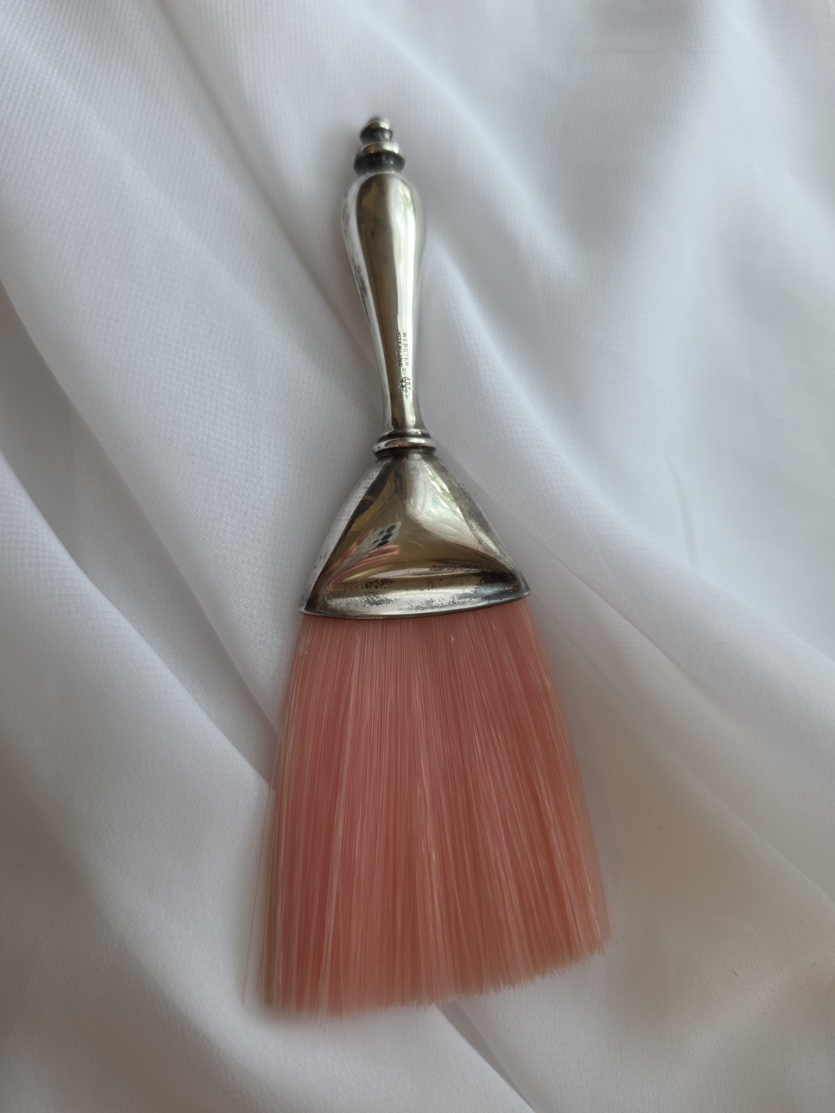 Webster Sterling Crumb Brush Pink Bristles Table Broom Mono Date 1957