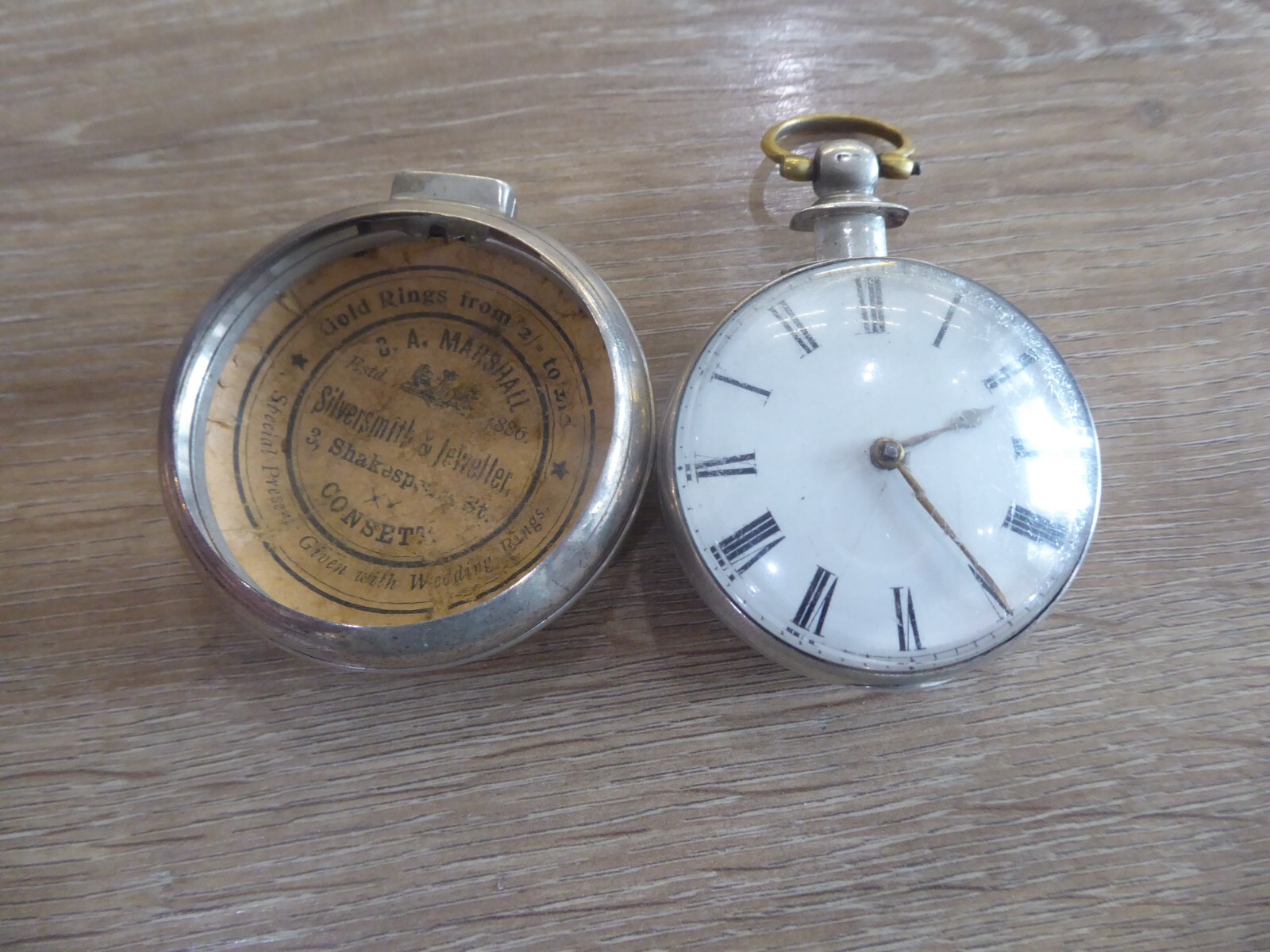 SILVER FUSEE VERGE PAIR CASED POCKET WATCH NOT WORKING