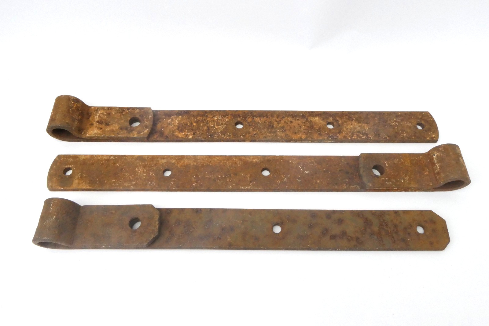 Antique Iron Strap Hinges Lot 3 Large Barn Door Gate Hardware Rustic 16.75–18.5”
