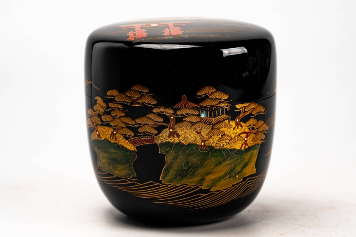 Izutsu Hosai Itsukushima Maki-e Natsume Large Tea Caddy-NT062