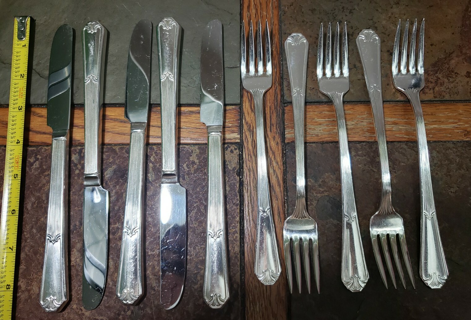 ✔5 c1933 FIDELIS SILVERPLATE GRILL / VANDE 🥩KNIFE & FORK SETS 10 pc total