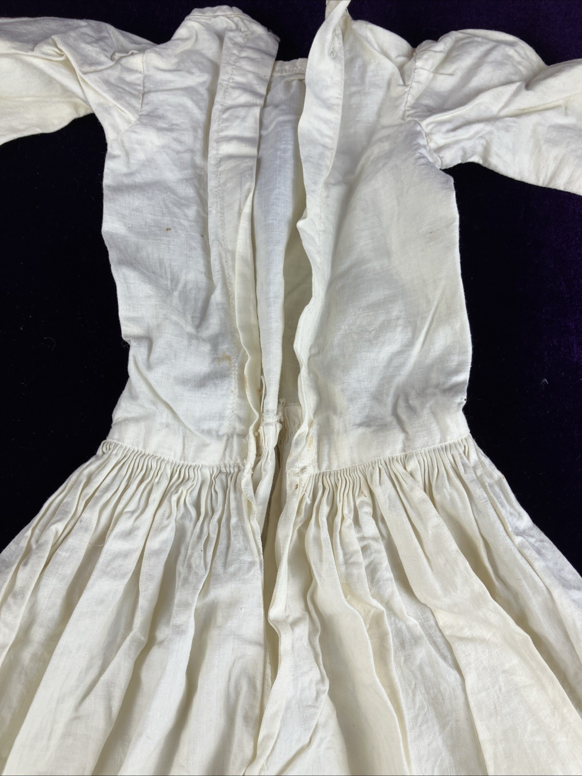 Antique Edwardian Victorian Cotton Doll Dress White