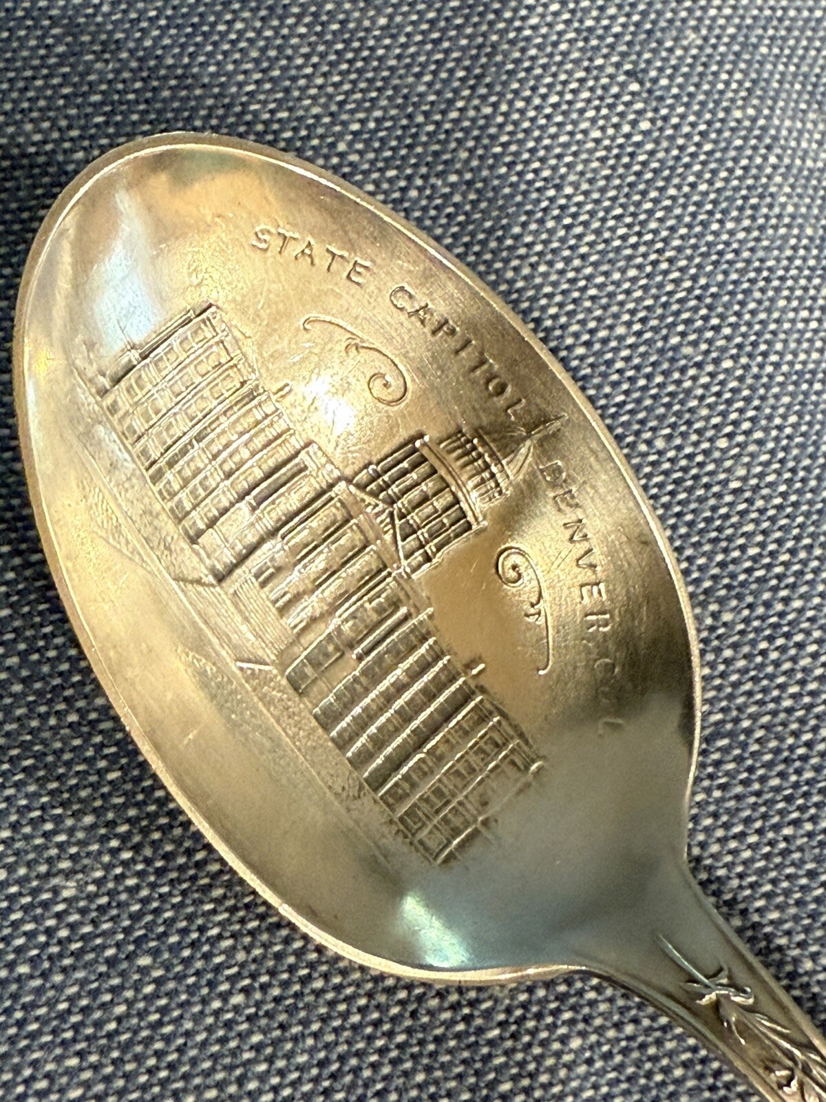 1902 State Capitol Denver Prospector Panning for Gold Sterling E.L.D. (S365)