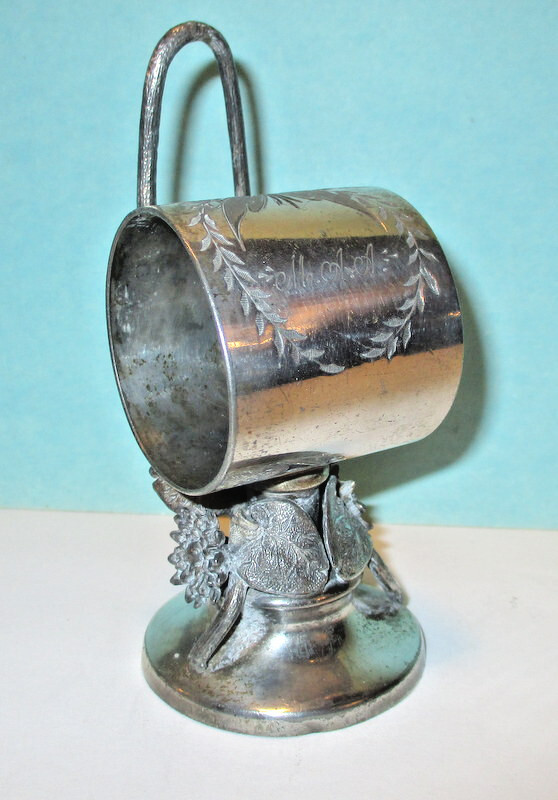 Antique Victorian Napkin Ring Raised Base with Place Card Holder