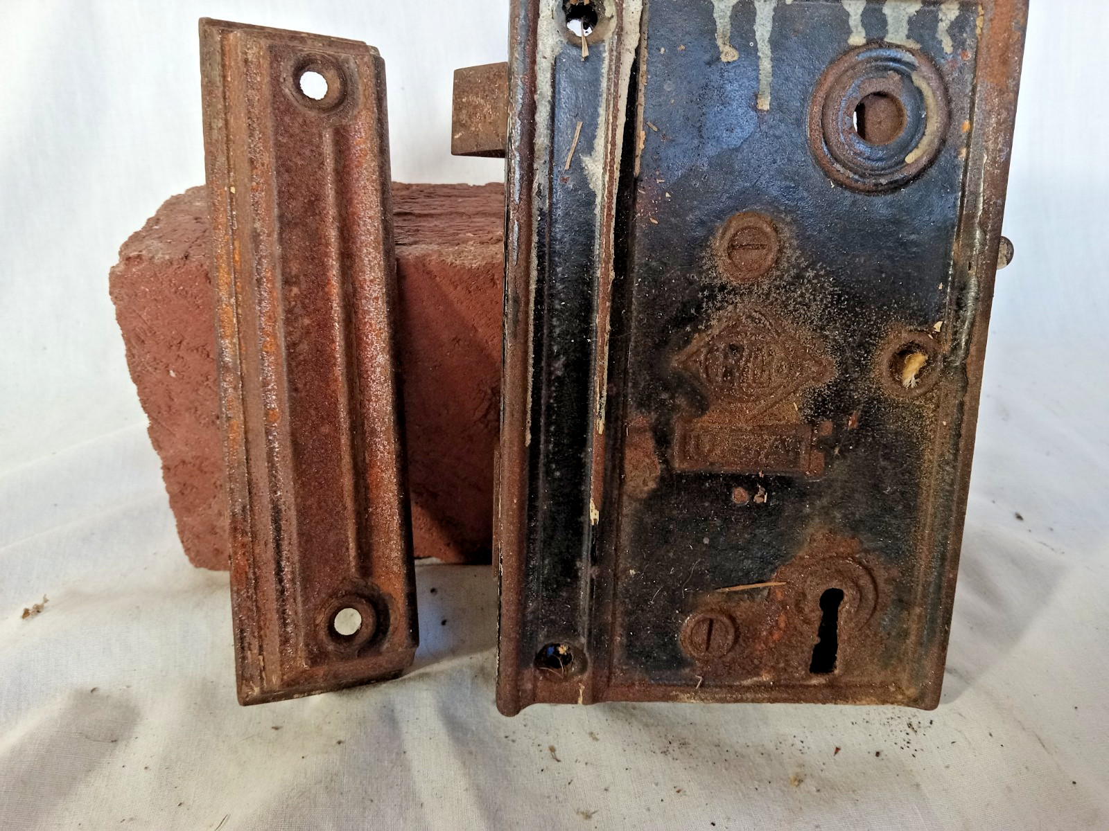 Cast Iron rim set lock and receiver “large” FREE SHIPPING