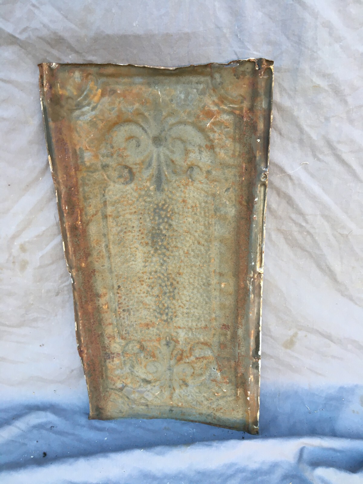 Antique Decorative Tin Metal Ceiling 13″ x 24″ Shabby VTG White Chic 241-25B