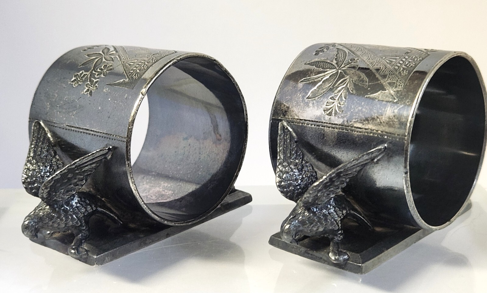 Victorian Napkin Ring Holders Silverplate Rogers Smith Co Monogram Michael Mary