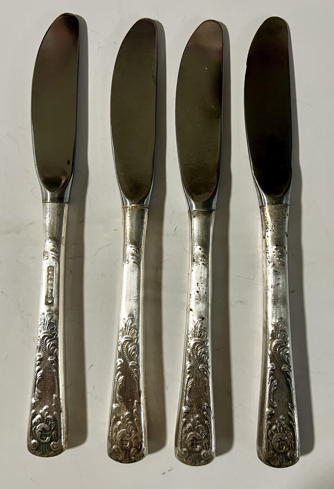 Vintage USSR Melchior Butter Knives Set of 4 Floral 19cm