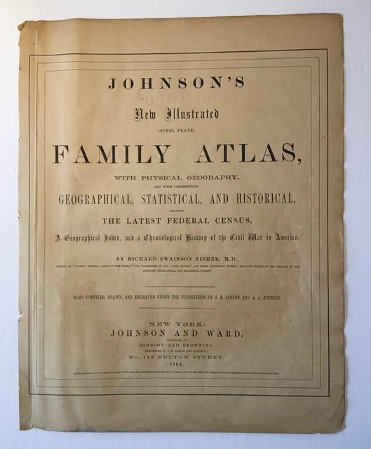 1864 NEW JERSEY Map Hand colored~Johnson & Ward 1864 Family Atlas~18 x 14 inches
