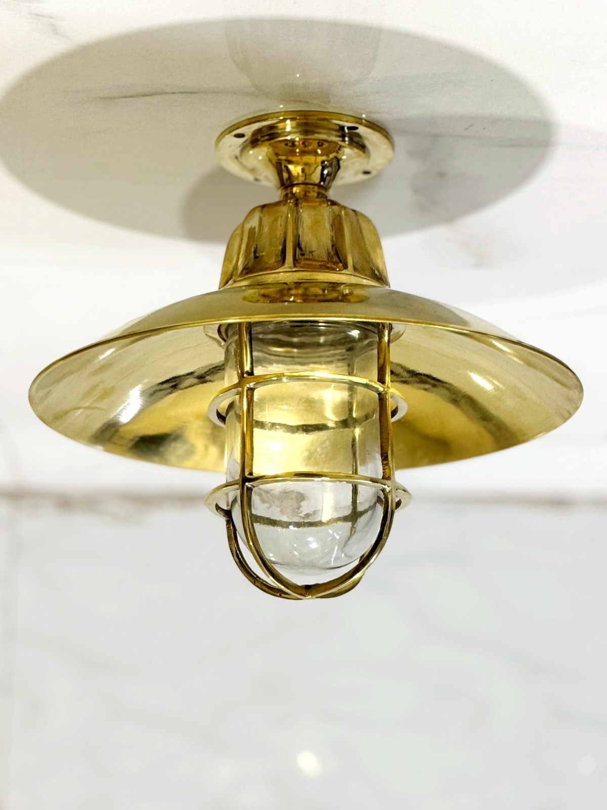 Handcrafted Design Brass Bulkhead Light Flush Mount Nautical Ceiling Lamp