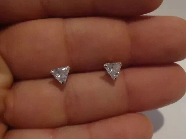 2Ct Trillion Cut Simulated Diamond Women’s Stud Earrings 14K White Gold Plated