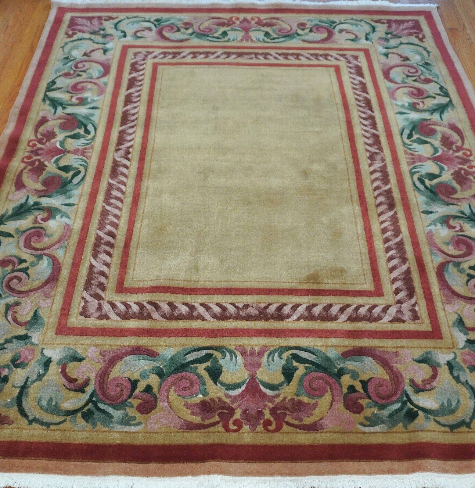 Chinese Tibetan Savonnerie Style hand knotted Wool Oriental Rug 7’8″ x 10′
