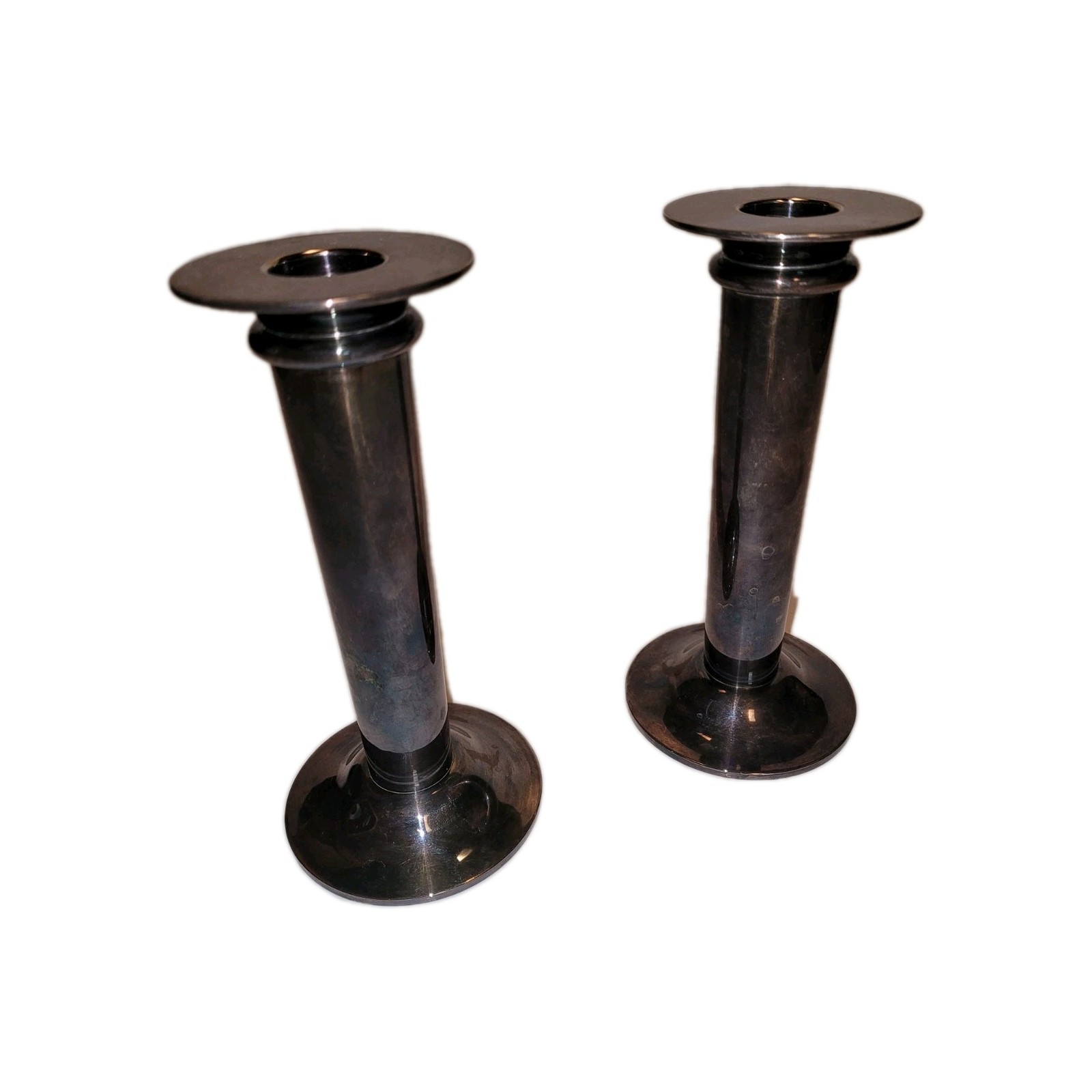 Swid Powell Pair Candlesticks Silverplate Italy Pre Owned 6″
