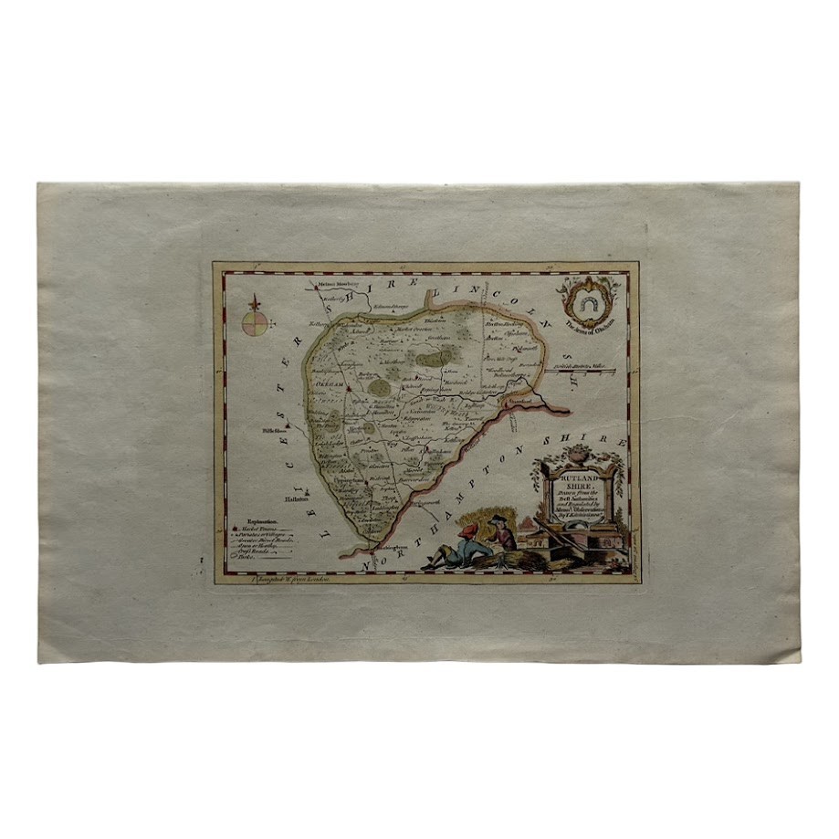 ANTIQUE COUNTY MAP T THOMAS KITCHIN 1769 HAND-COLOURED RUTLAND