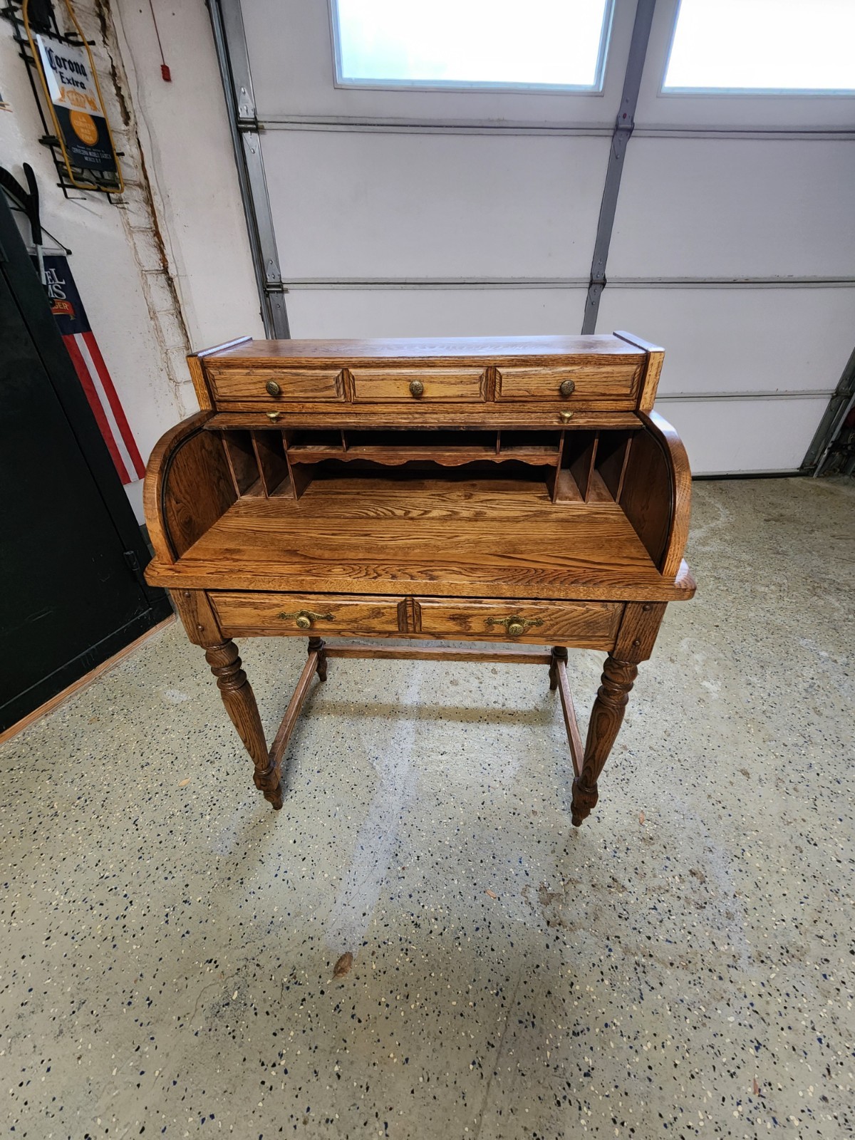 Vintage Oak Secretary, Roll Top Desk & Dresser