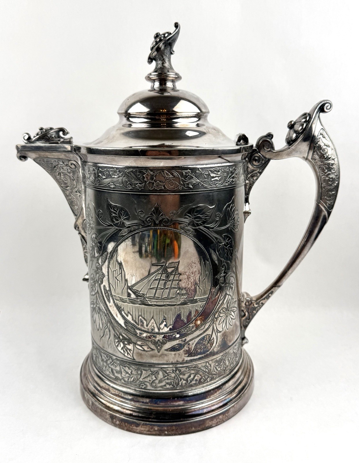 Middletown Plate Co Quadruple Plate #92 Hard White Metal Silver Pitcher LRG 15”