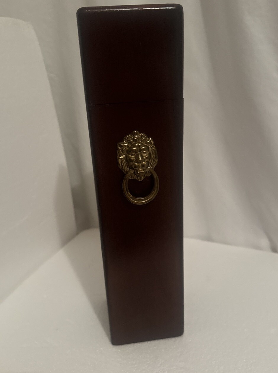 Vintage B Wood and Brass Long / Tall Matchbox Holder Storage
