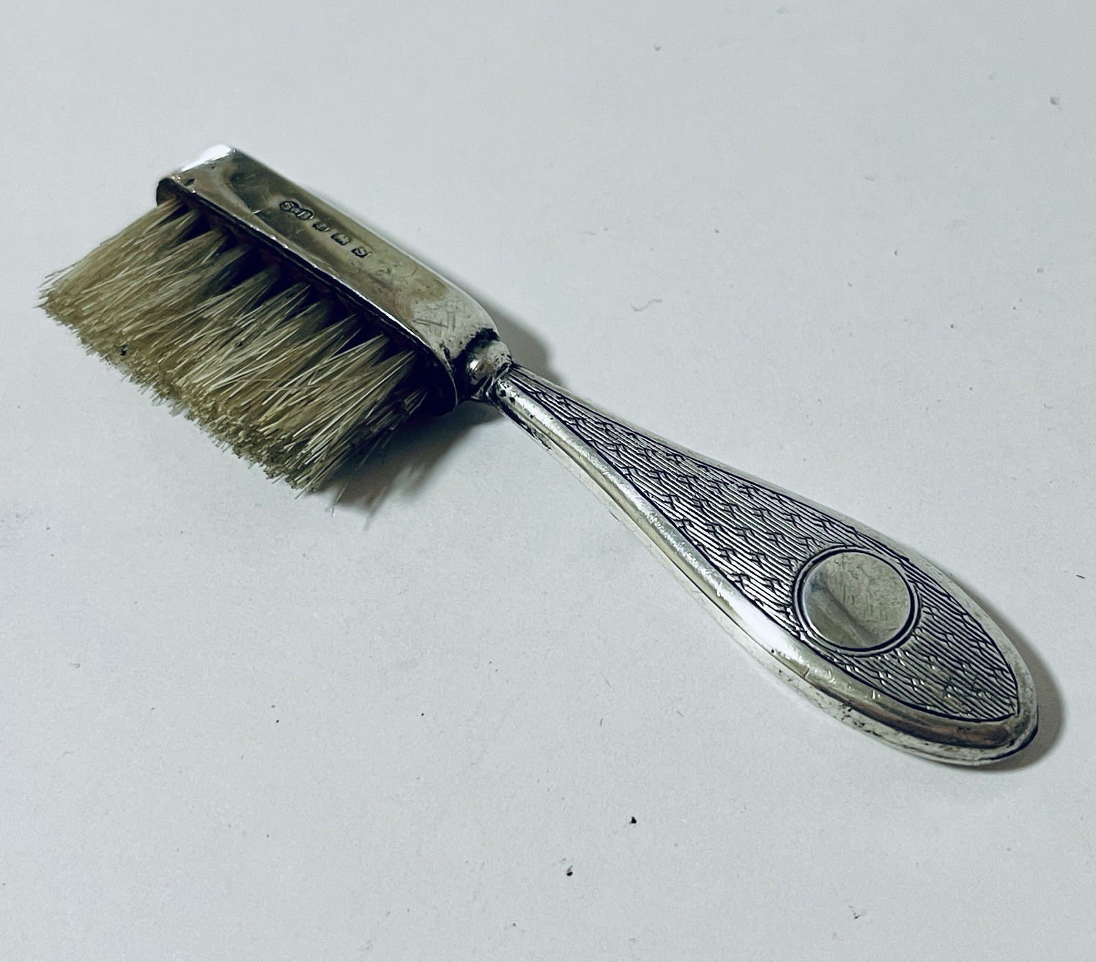 Antique Solid Sterling Silver Miniature Moustache Brush 1917