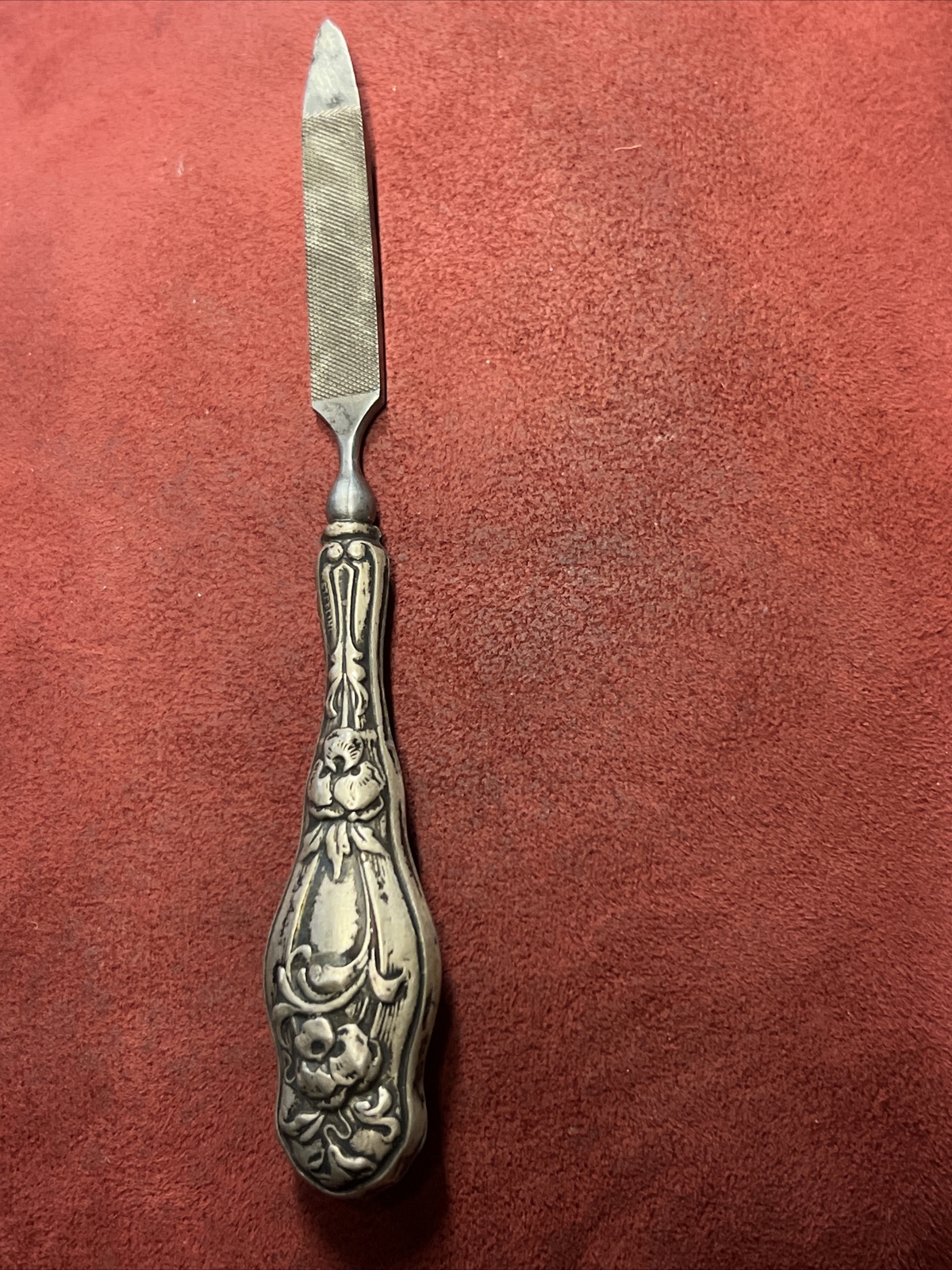 Antique Art Nouveau Sterling Silver Handle .925 5.5” Long Nail File Victorian