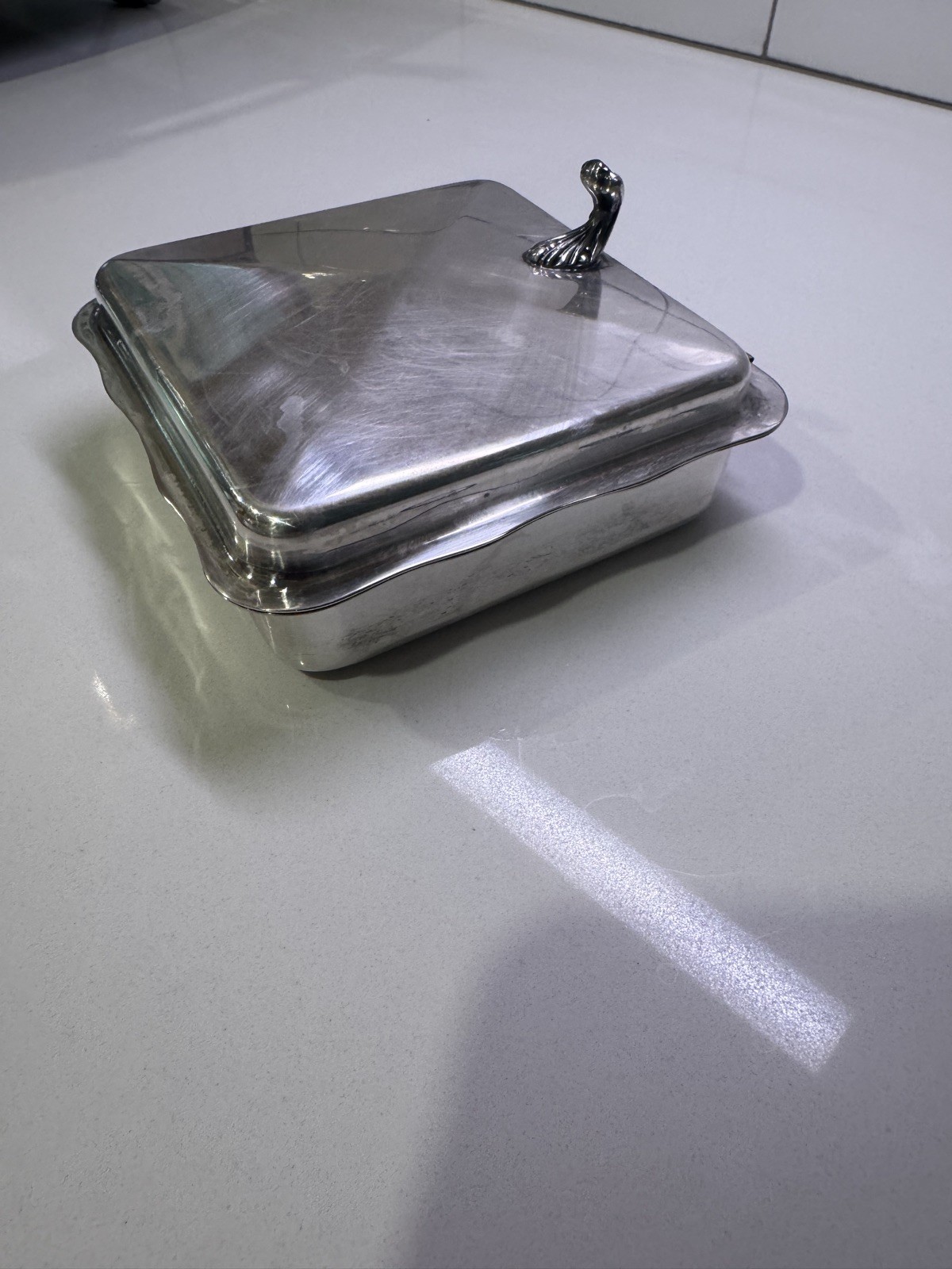 Vintage HARTFORD STERLING CO. Silent Butler Pan Crumb Catcher ash tray silver