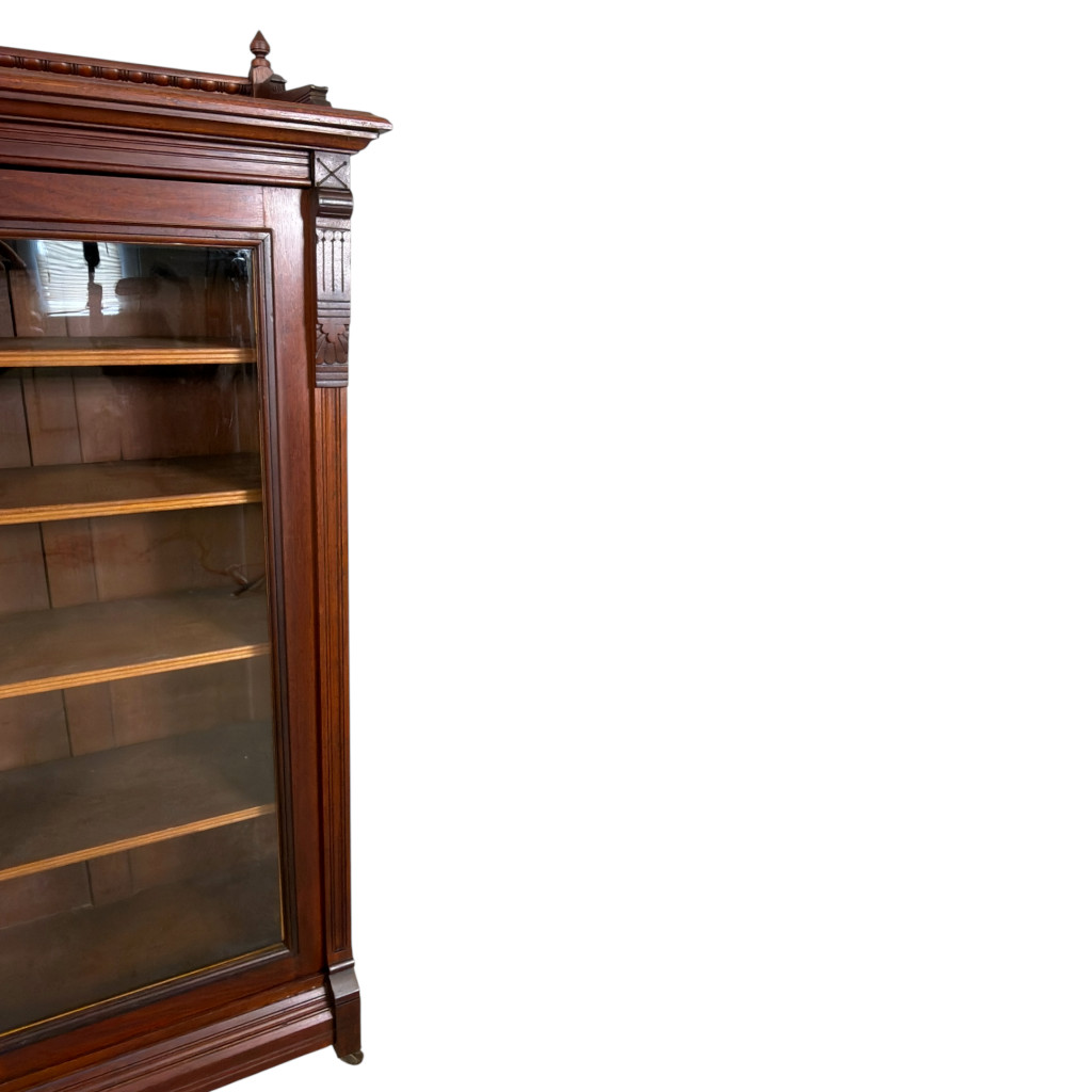 Victorian Walnut Two-Door Bookcase with Gallery Top – c.1890 #22556