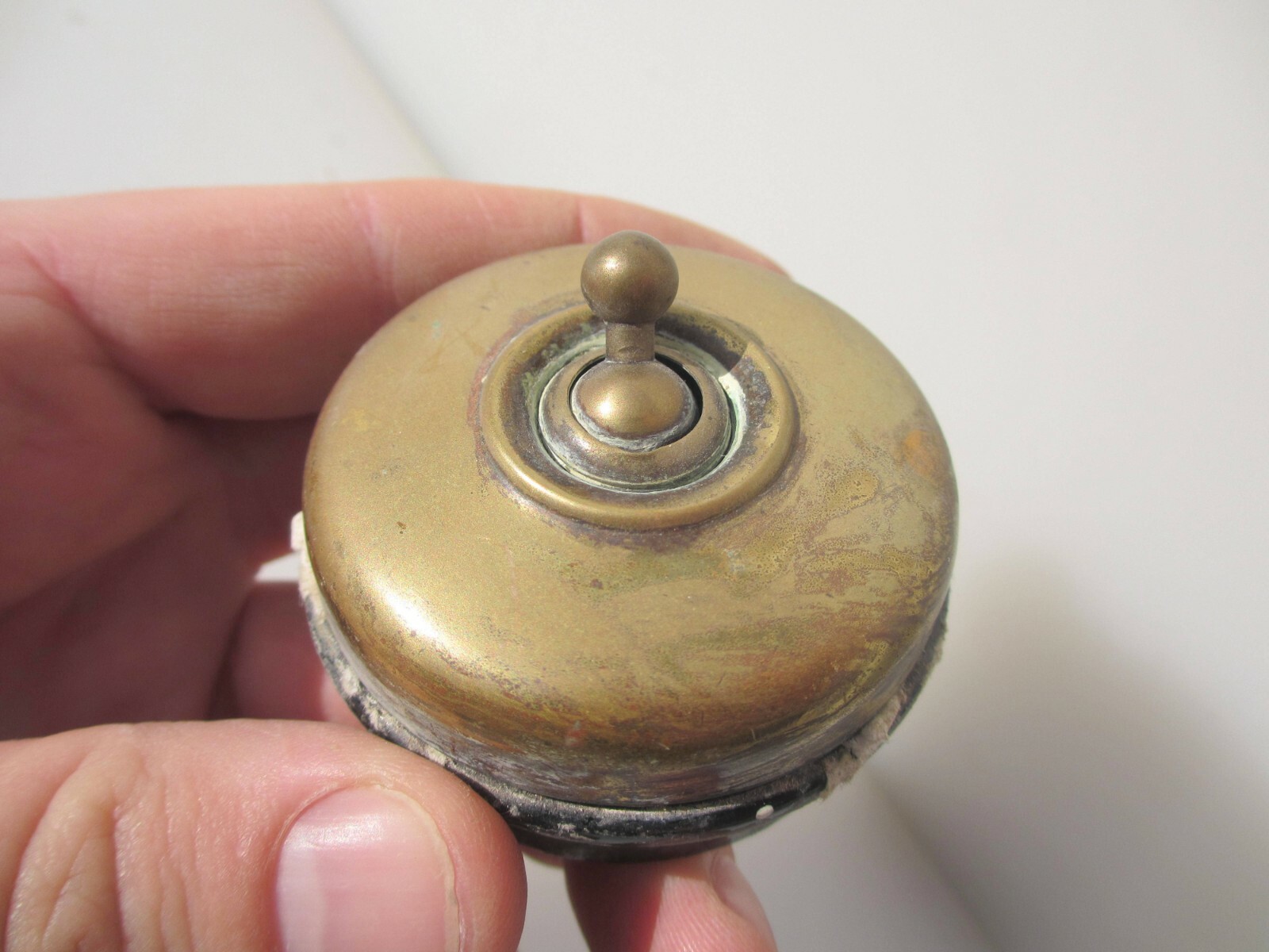 Antique Brass & Ceramic Light Switch Old Dolly Toggle Vintage Art Deco Edwardian