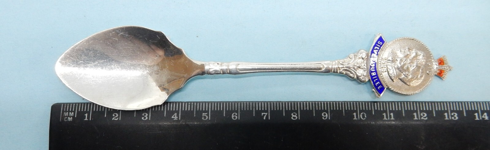 Solid SILVER George V Silver Jubilee JAM/ CONDIMENT Spoon, Birm 1935 JW Tiptaft