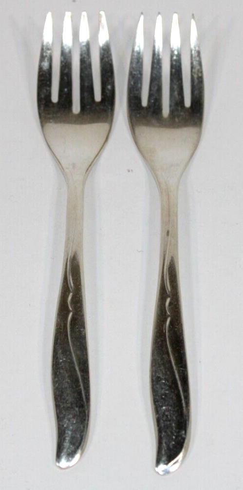 2 Meriden Sea Wings Silverplated Salad Forks