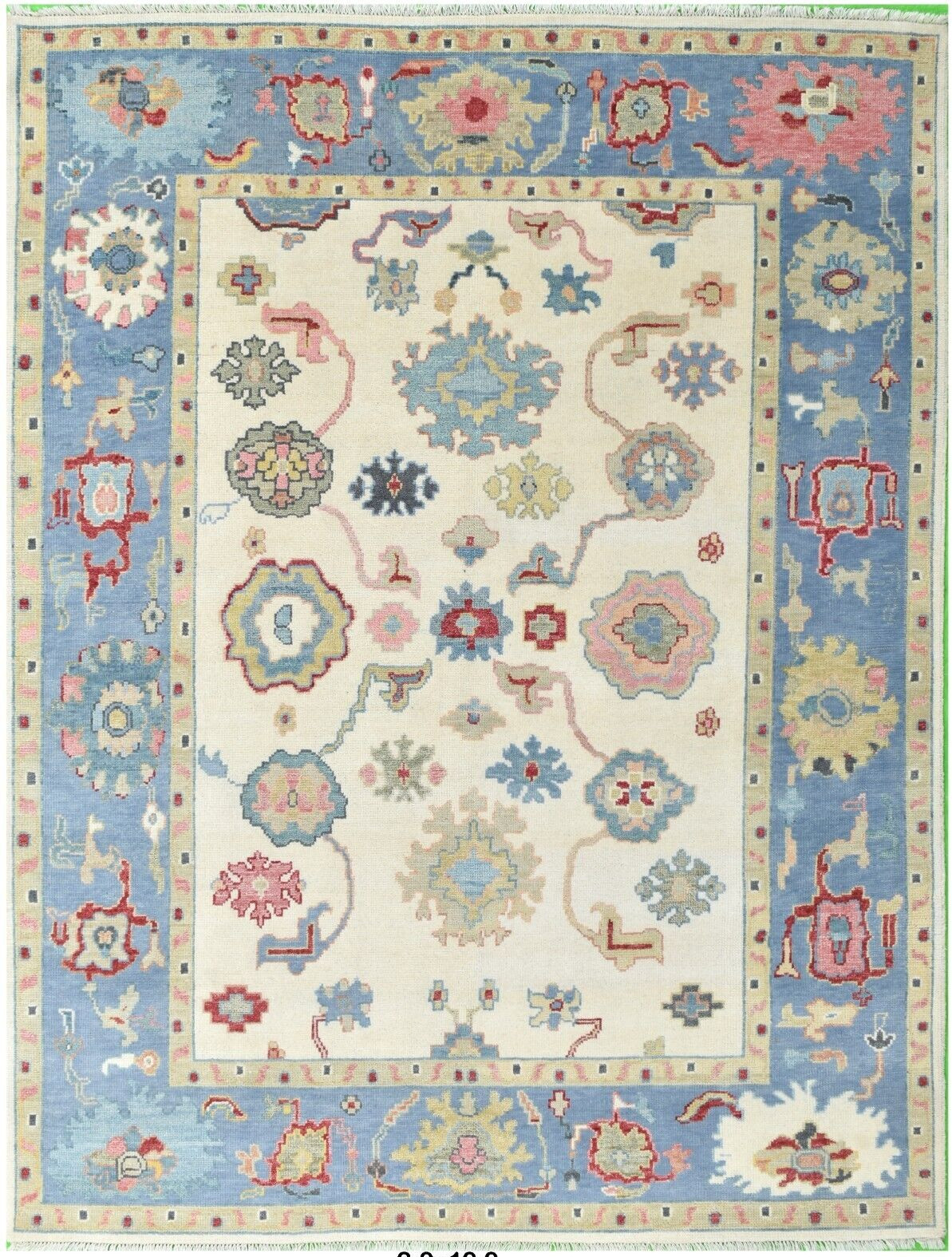 9×12 Large Vintage Handmade Turkish Neutral Oushak Area Rug Carpet, 12’x9′
