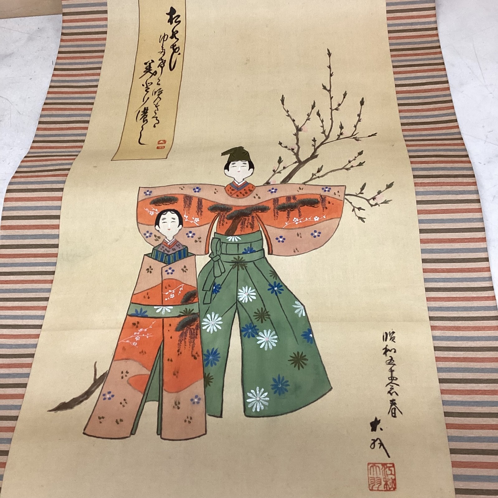 Japanese Hanging Scroll Beauty Figure Vintage Wall Art Decor With Box