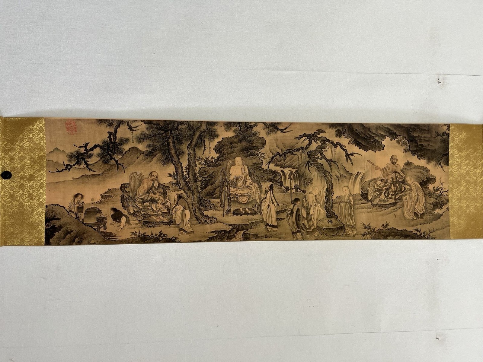 China Old long scroll, Dai Wenjin’s watercolor painting “Da Mo Zhi Hui Tu”