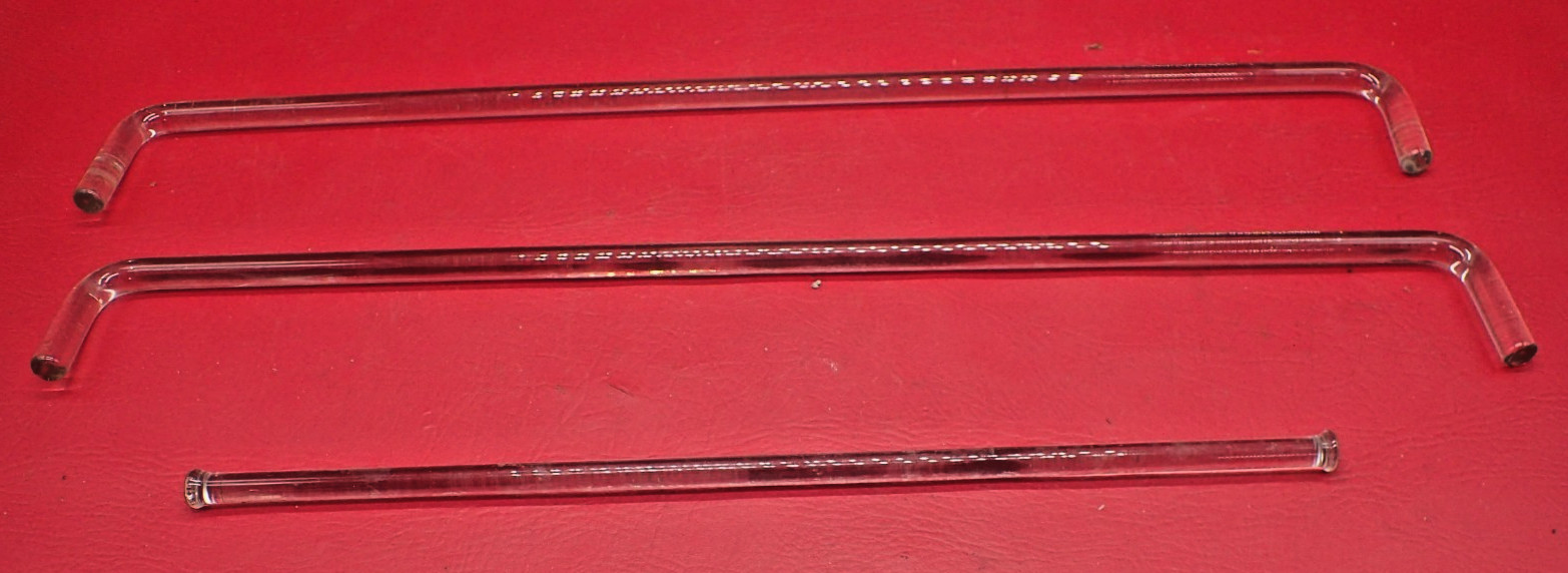 3 Vintage Glass Towel Bars Rod Art Deco MCM 2 – 24″ Clear Bent 1 – 18″ Straight