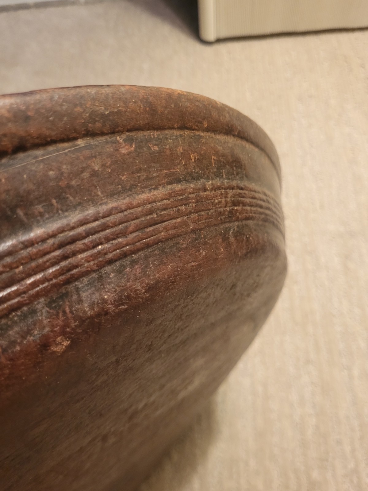 Antique Primitive Extra Large 22” Hand Turned Rare Wood Bowl 2.5 In Deep