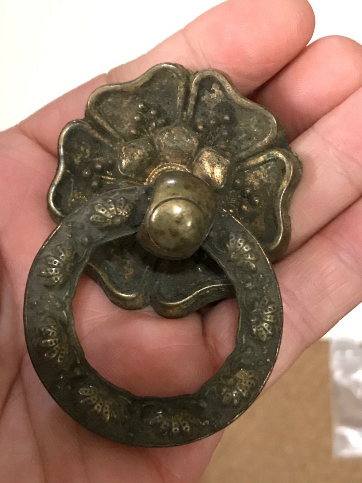 RARE 18/19th Century FLORAL FEDERAL/REGENCY Period Original Gilded Pull!